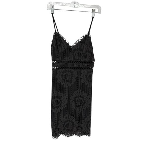 Storia Spaghetti Strap Lace Sheath Mini Dress size Small Gray New - Picture 2 of 14